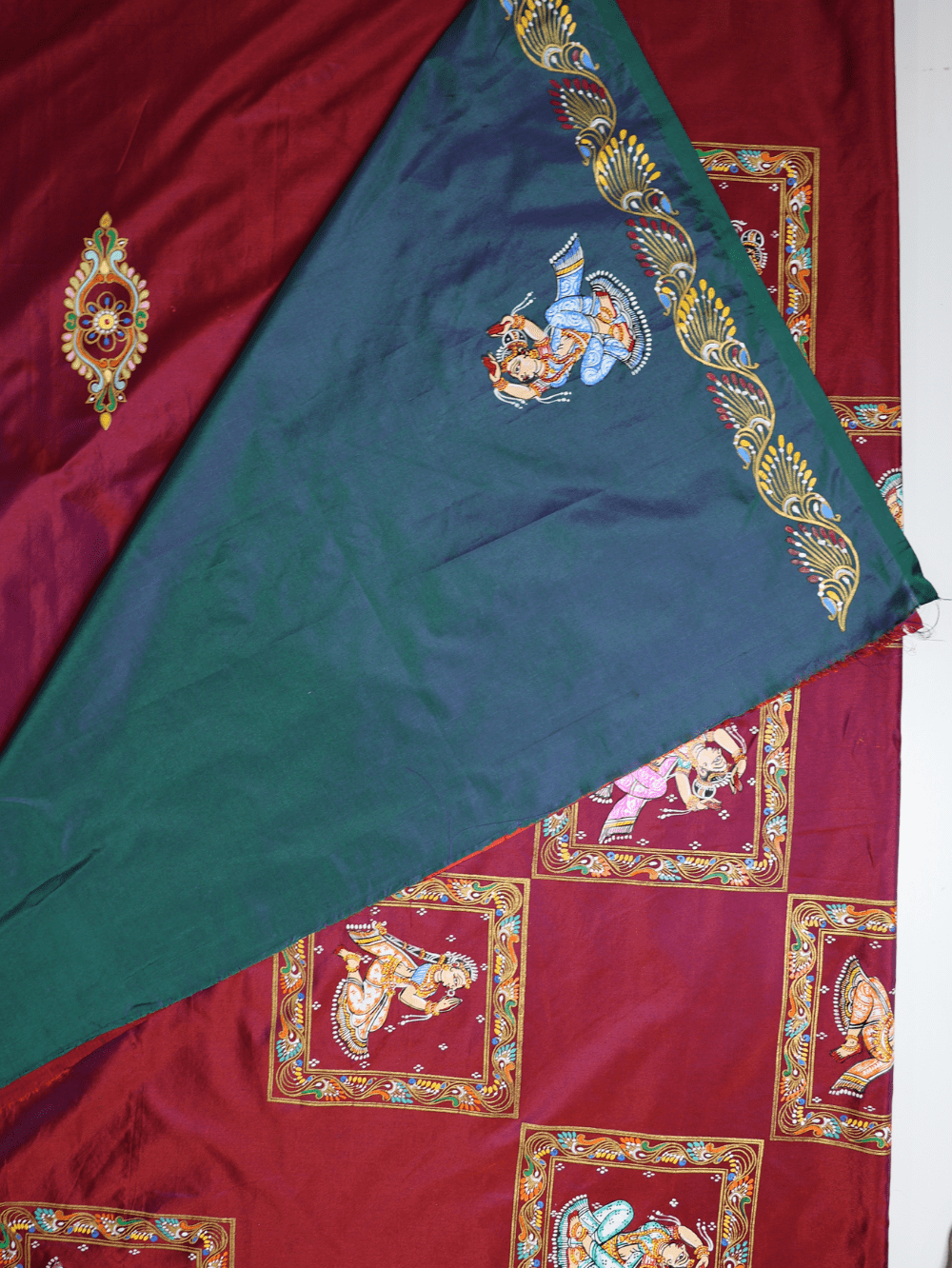 Maroon pattachitra saree