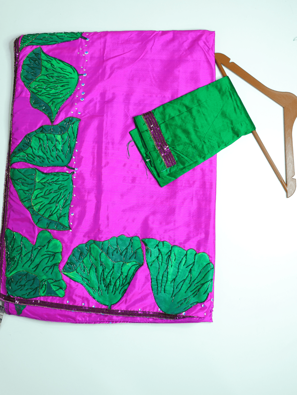 Magenta colour lotus pattachitra saree