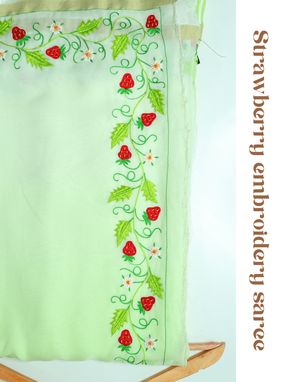 Strawberry embroidery saree